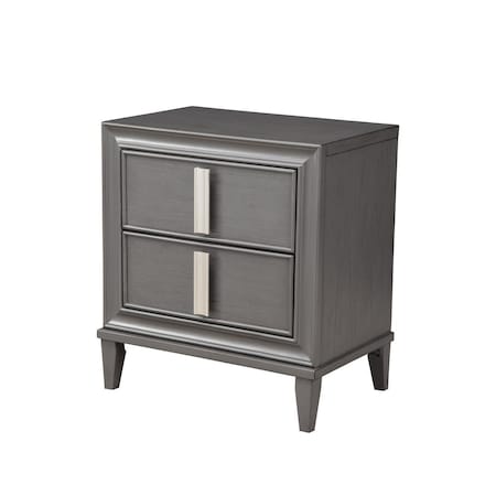 Gfancy Fixtures 28.5 x 27 x 17.5 in. Contemporary 2 Drawer Nightstand, Dark Grey GF2473864